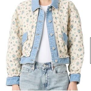 Blank NYC Quilted Floral Jean Jacket in Love Birds
